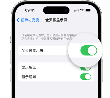 玉溪苹果15预约维修分享iPhone15如何设置全天候显示屏幕可见 